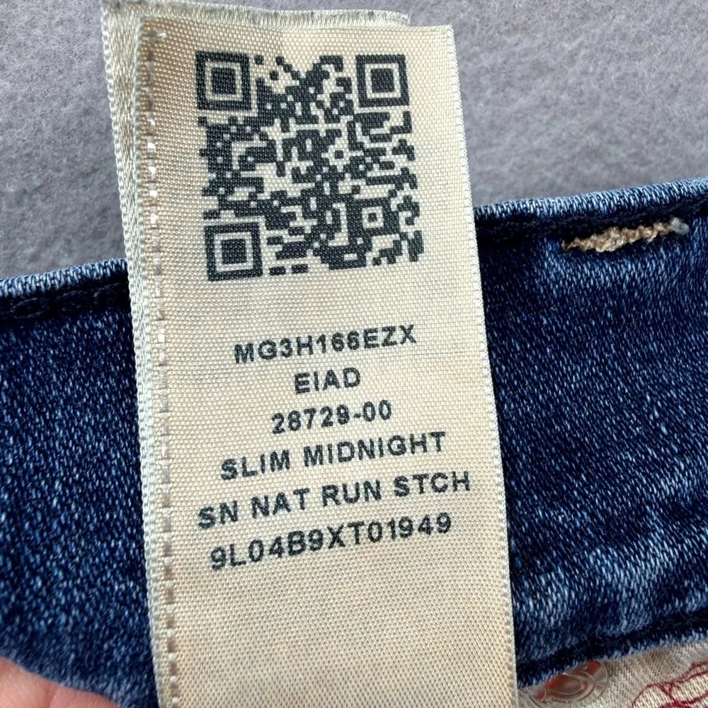 True Religion Jeans Mens 32x34 Blue Denim Pants Distressed Faded Slim Midnight